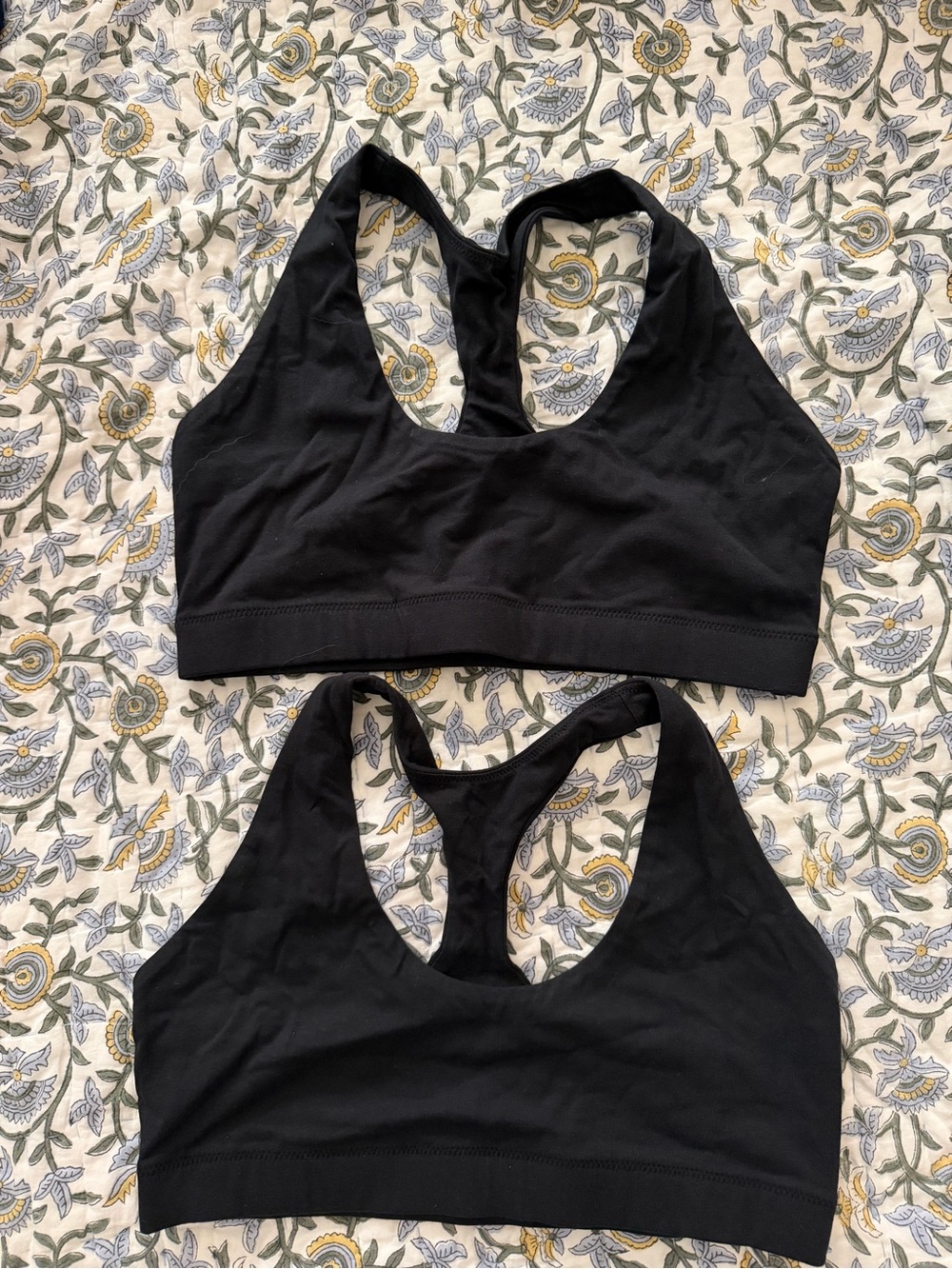 Quince Black Racerback Cotton-Blend Sports Bralettes (Pair - Includes 2)